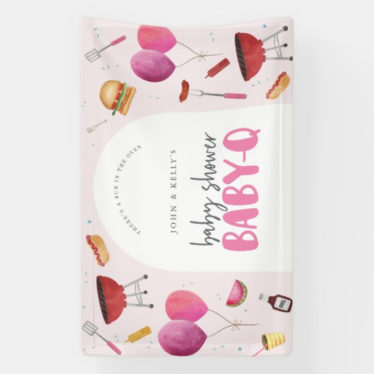 ガールベビーシャワーベビー-Q (BBQ)より大きなバナー記号 横断幕 (縦)