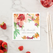 ガールベビーシャワーモダンウォーターカラー秋アート スタンダードカクテルナプキン (インサイチュ)