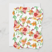 ガールベビーシャワーモダンウォーター色秋フローラ 招待状 (裏面)