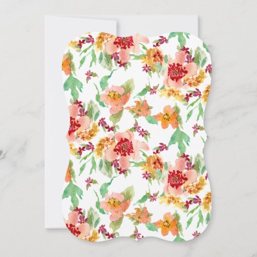 ガールベビーシャワーモダンウォーター色秋フローラ 招待状 (裏面)