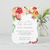 ガールベビーシャワーモダンウォーター色秋フローラ 招待状 (スタンド正面)