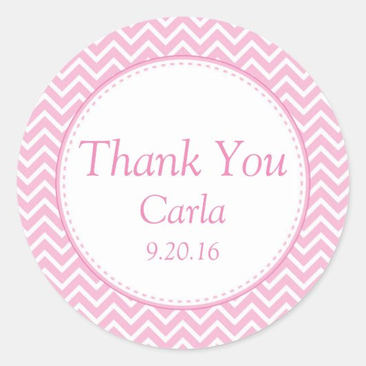 ガールベビーシャワー好きスティッカーラベルシボロンピンク ラウンドシール (正面)