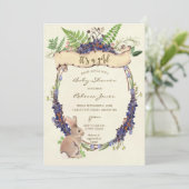 ガールベビーシャワー招待林ウサギバンニー 招待状 (スタンド正面)