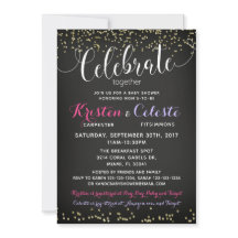 ガールベビーシャワー招待状の共同フレンズ