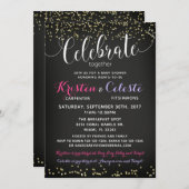 ガールベビーシャワー招待状の共同フレンズ 招待状 (正面/裏面)