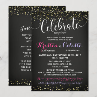 ガールベビーシャワー招待状の共同フレンズ 招待状