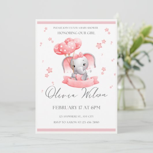 ガールベビーシャワー招待状テンプレートダウンロード 招待状 (スタンド正面)