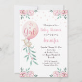 ガールベビーシャワー招待状バルーンピンクベビー 招待状 (正面)