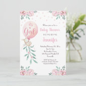 ガールベビーシャワー招待状バルーンピンクベビー 招待状 (スタンド正面)