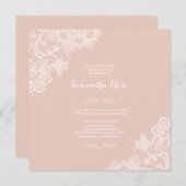 ガールベビーシャワー招待状ピンクレース 招待状 (正面/裏面)