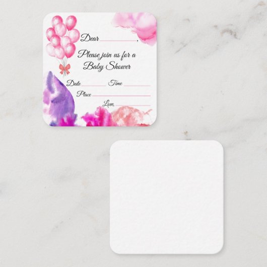 ガールベビーシャワー招待状 エンクロージャーカード (正面/裏面)