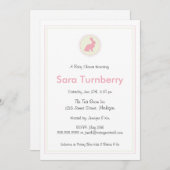 ガールベビーシャワー招待状-バニー 招待状 (正面/裏面)