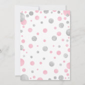 ガールベビーシャワー招待状 – ピンクシルバードット 招待状 (裏面)
