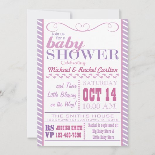 ガールベビーシャワー招待状 招待状 (正面)