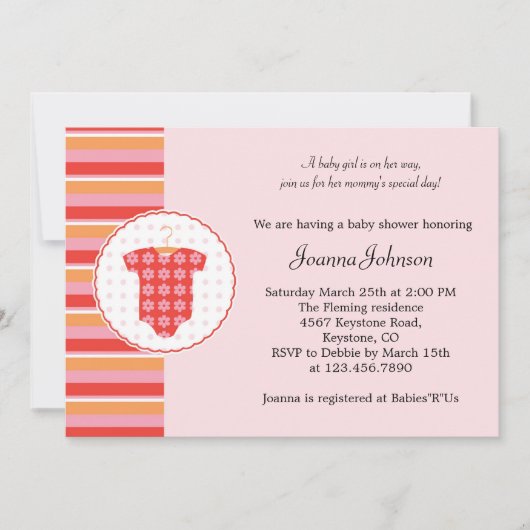 ガールベビーシャワー招待状 招待状 (正面)