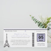 ガールベビーシャワー搭乗券パリ 招待状 (スタンド正面)