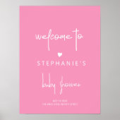 ガールベビーシャワー明るいピンクのミニマリストへようこそ ポスター (正面)
