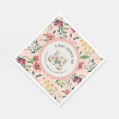 ガールベビーシャワー水色うさぎフローラピンク スタンダードランチョンナプキン (角)