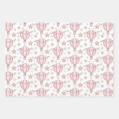 ガールベビーシャワー熱い気球花模様 ラッピングペーパーシート (正面)