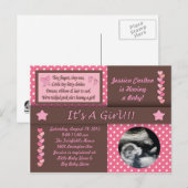 ガールベビーシャワー葉書 インビテーションポストカード (正面/裏面)