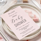 ガールベビーシャワー赤面ピンクエレガント招待状 招待状