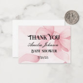 ガールベビーシャワー赤面ピンクリボンコケット ノートカード (正面/裏面インサイチュ)