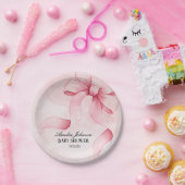 ガールベビーシャワー赤面ピンクリボンコケット ペーパープレート (パーティー)