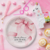 ガールベビーシャワー赤面ピンクリボンコケット ペーパープレート (パーティー)
