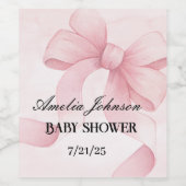 ガールベビーシャワー赤面ピンクリボンコケット ワインラベル (シングルラベル)