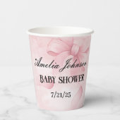 ガールベビーシャワー赤面ピンクリボンコケット 紙コップ (裏面)