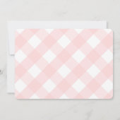 ガールベビーシャワー頭が切れる棒つきキャンデートピアリーピンクボウ 招待状 (裏面)