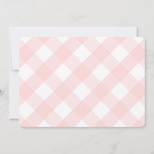 ガールベビーシャワー頭が切れる棒つきキャンデートピアリーピンクボウ 招待状 (裏面)