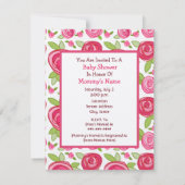 ガールベビーシャワー-バラ&ピンクキャリッジ 招待状 (裏面)