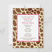 ガールベビーシャワー-ピンクキャリッジ&キリンプリント 招待状 (裏面)