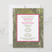 ガールベビーシャワー-迷彩柄&ホットピンクキャリッジ 招待状 (裏面)