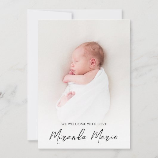 ガールベビーシンプルオーバーレイ文字生まれたばかりの写真フローラ (正面)