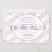 ガールベビースプリンクル招待状パープルシルバーグリッター 招待状 (正面)