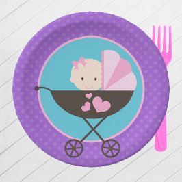 ガールベビードールパーティー紙プレート ペーパープレート