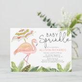 ガールベビーフラミンゴピンク金ゴールドシャワー 招待状 (スタンド正面)