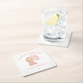 ガールベビーボスバースデーパーティー – ピンクボスベビー- スクエアペーパーコースター (インサイチュ)