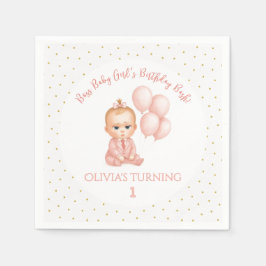 ガールベビーボスバースデーパーティー – ピンクボスベビー- スタンダードカクテルナプキン