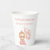 ガールベビーボスバースデーパーティー – ピンクボスベビー- 紙コップ (正面)