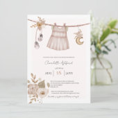 ガールベビー衣服保ベビーシャワー招待状 招待状 (スタンド正面)