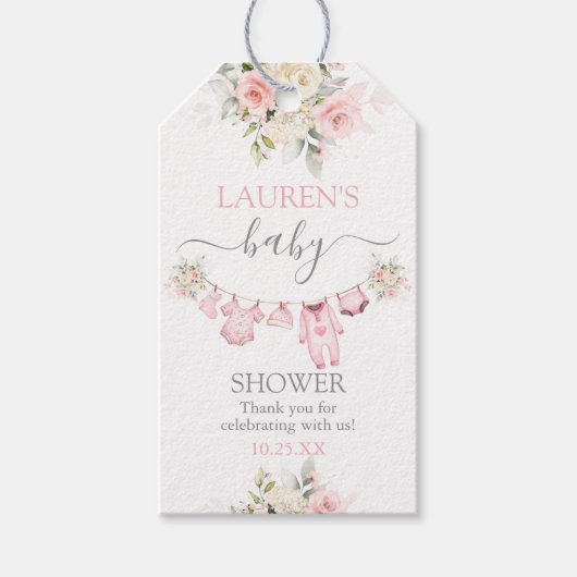 ガールベビー衣服赤ちゃんシャワーギフトラベル ギフトタグ (正面)