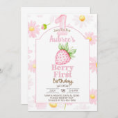 ガールベリー最初の、最初の誕生日の招待、招待状。 招待状 (正面/裏面)