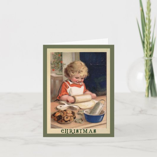 ガールベーキングクッキーとレシピクリスマスカード シーズンカード (正面)