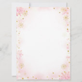 ガールペンギンウィンタースノーフレークベビーシャワー招待状 招待状 (裏面)