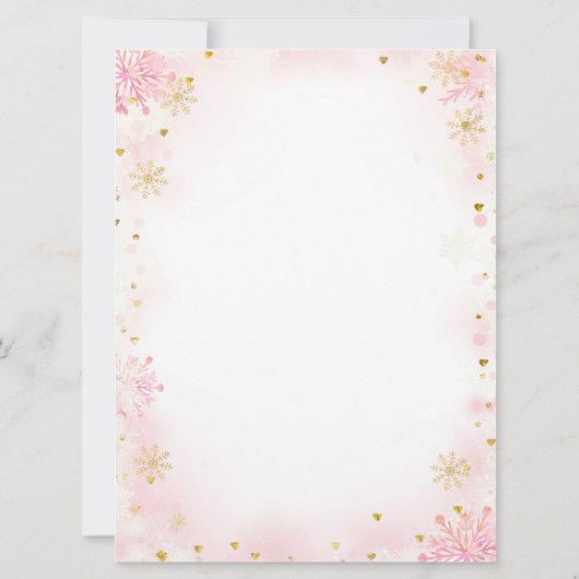 ガールペンギンウィンタースノーフレークベビーシャワー招待状 招待状 (裏面)