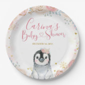 ガールペンギンウィンタースノーフレーク紙プレート ペーパープレート (正面)