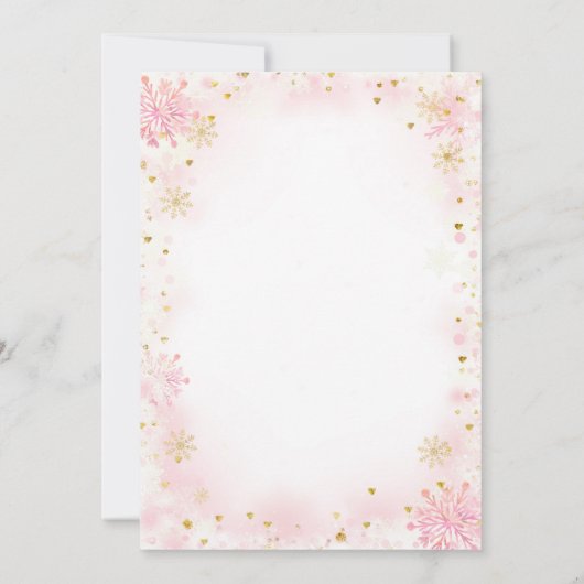 ガールペンギンウィンタースノーフレーク誕生日招待状 招待状 (裏面)